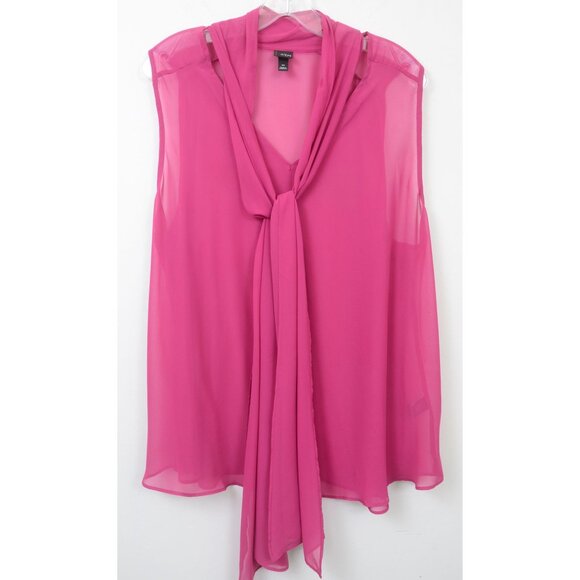 6TH & LN PLUS Size 20 Semi-sheer Tie-Neck Sleevless Tank Top Office Travel - Picture 2 of 5